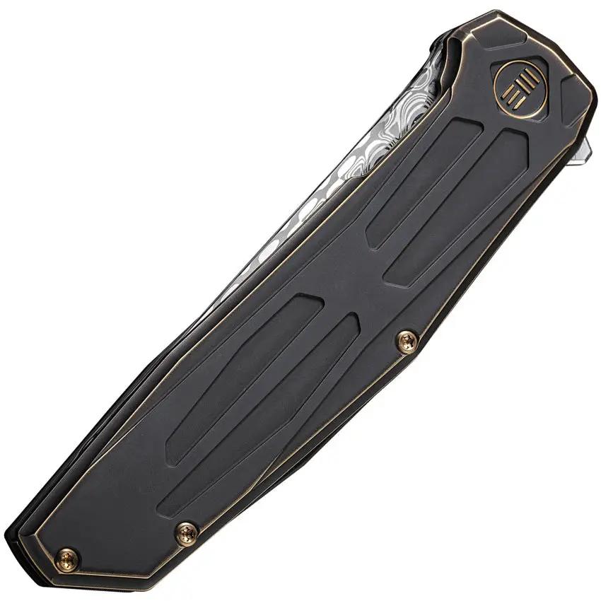 WE Knife Shadowfire - Premium Damascus Blade Framelock EDC Knife With Black Bronze Titanium Handle by We Knife Co Ltd