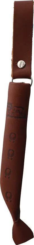 Wood Jewel Little Knife 23P - Curly Birch Handle Reindeer Horn Pommel Leather Sheath With Animal Tracks Motif by Wood Jewel