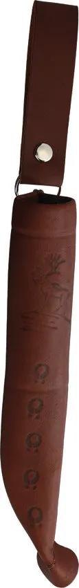 Wood Jewel Vuolu Fixed Blade 23VP8 - Curly Birch Handle, Reindeer Horn Pommel, Horn Spacers, Leather Sheath by Wood Jewel
