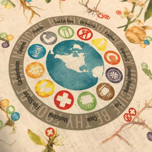 Wazoo Survival Gear Bandana Foraging Reference 12 NA Plants With Uses And Scientific Names And Botanical Art by Wazoo Survival Gear