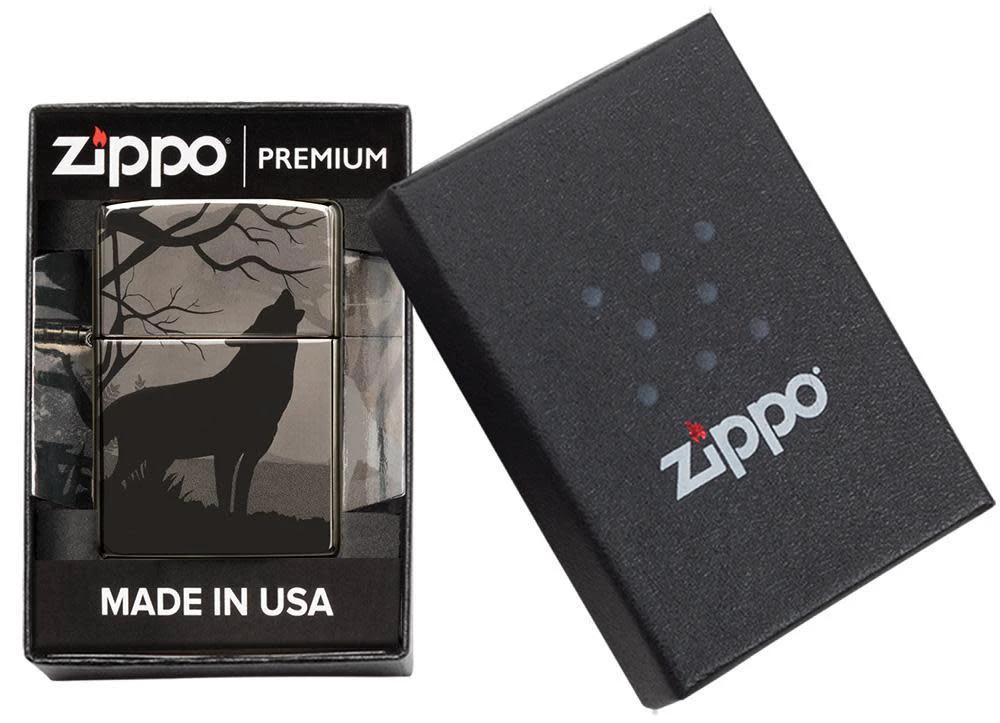 Wolves Design Zippo Lighter – Black Ice® Finish by Zippo