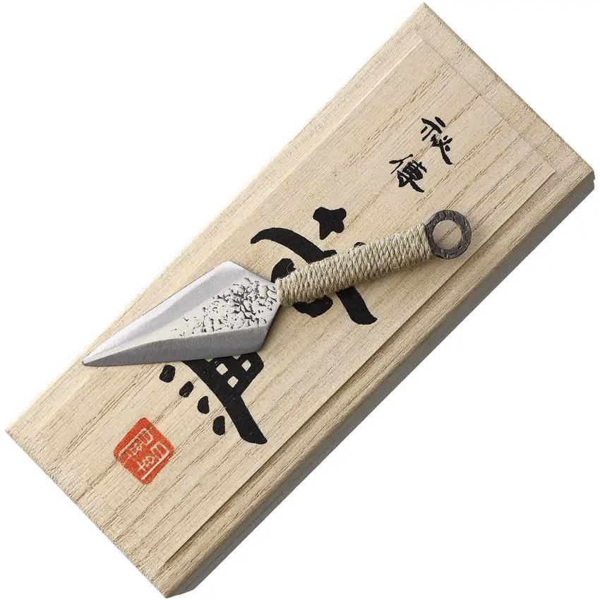 Yoshiharu Kunai Paper Knife CM003 - Stainless Blade Full Tang Cord Wrapped Handle With Lanyard Hole Wooden Gift Box by Yoshiharu