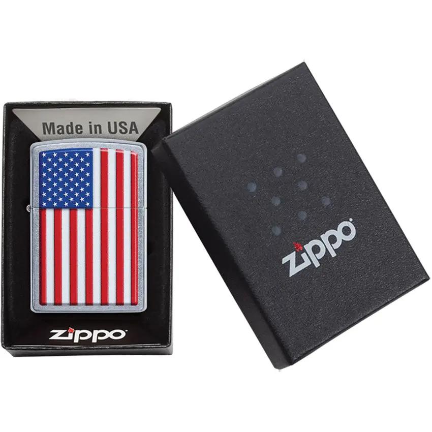 Zippo Patriotic Lighter Street Chrome - Ideal Gift For Collectors And Veterans Worldwide by Zippo