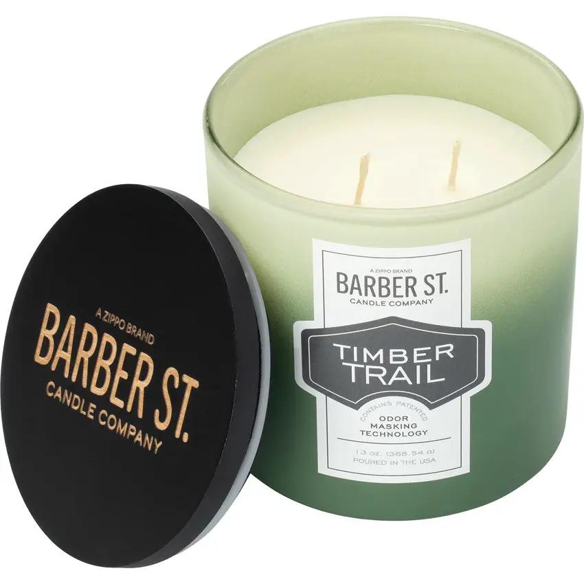 Zippo Barber Street Timber Trail Candle 13 Oz Soy Wax - Odor Masking Technology For Outdoors Burns Up To 55 Hours by Zippo