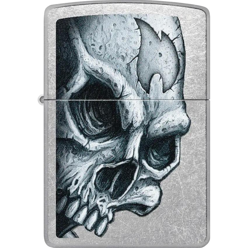 Zippo Skull Flame Lighter - Street Chrome Finish Collectible For Everyday Carry Enthusiasts by Zippo