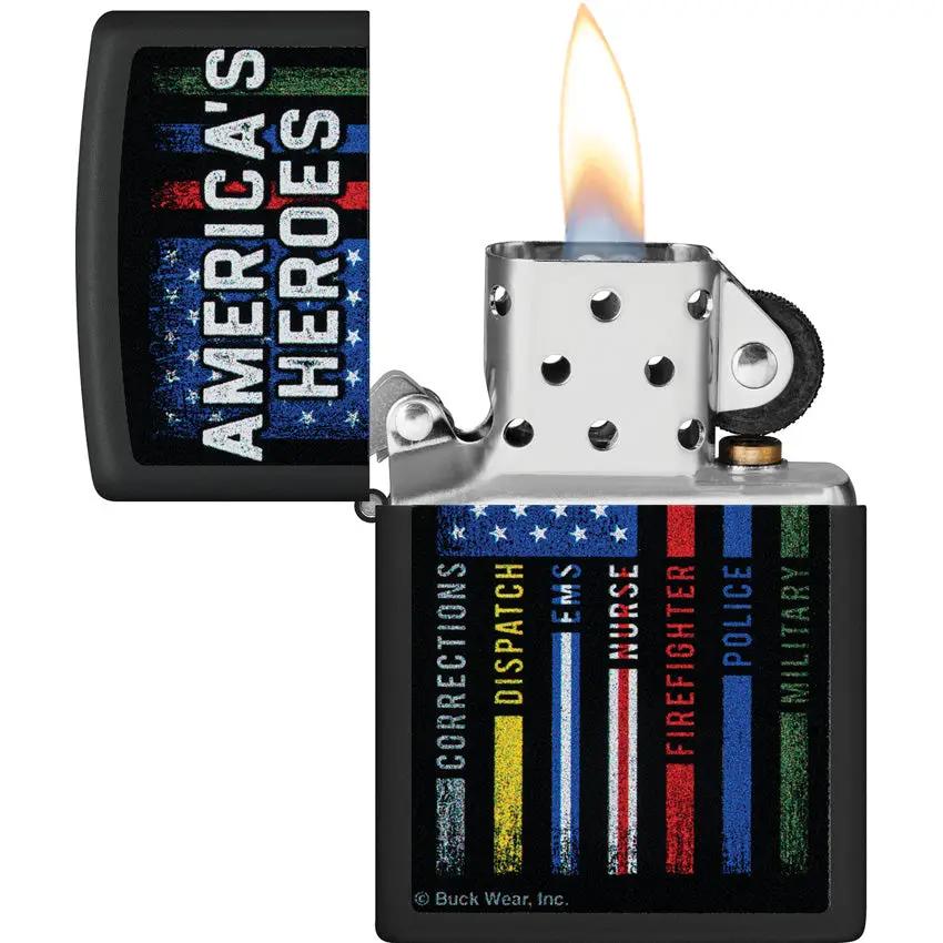 Zippo BuckMark Americas Heroes Lighter Boxed - Collectible Black Matte Finish For Gun Enthusiasts by Zippo