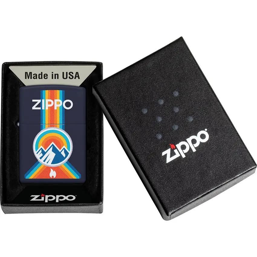 Zippo Outdoor Logo Navy Matte Lighter 48639 - Durable Outdoor Essential For Campers by Zippo