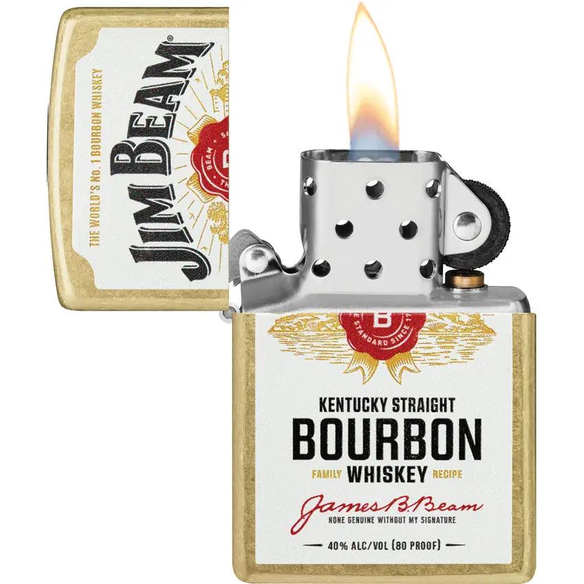 Zippo Jim Beam Label Lighter 46305 - Officially Licensed Whiskey Gift With Premium Brass Finish by Zippo