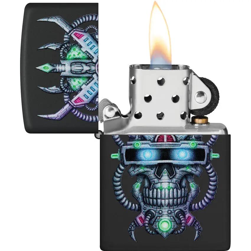 Zippo Cyber Skull Design Lighter Black Matte Finish - Bold Gift For Collectors And Enthusiasts by Zippo