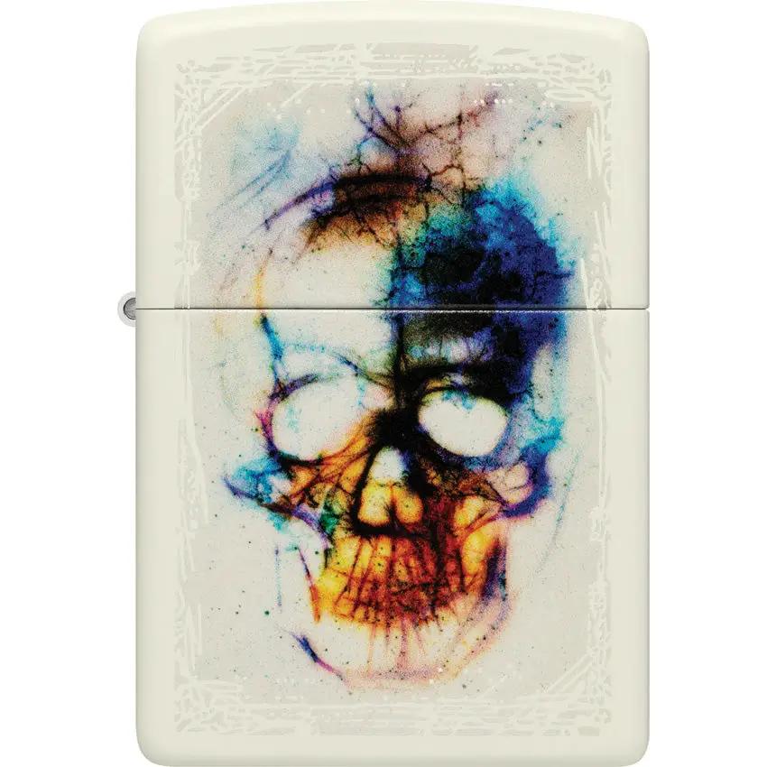 Zippo Skull Print Design Lighter 48563 Cream Matte Finish Boxed Premium Gift For Collectors - Iconic Skull Artwork by Zippo