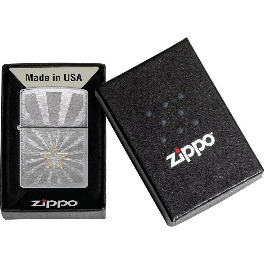 Zippo Star Design Lighter Model 48657 - Brushed Chrome Finish With Iconic Star Motif For Collectors by Zippo