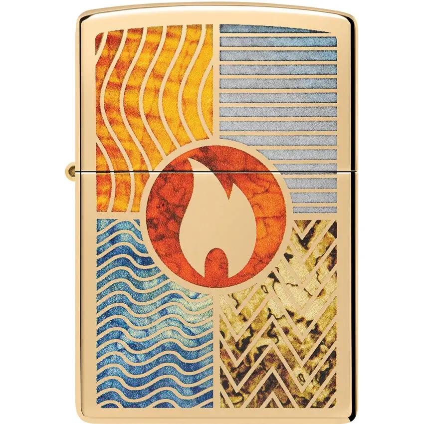 Zippo Elements Of Earth Lighter 48729 - High Polish Brass Collectible Gift For Outdoor Enthusiasts by Zippo