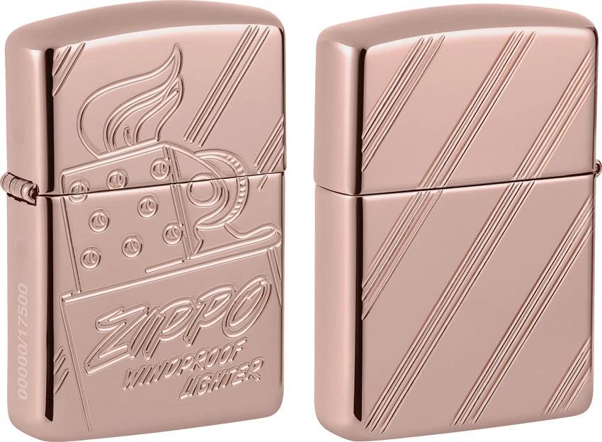 Zippo Script Collectible Lighter Rose Gold Armor Finish Premium Boxed Gift for Collectors by Zippo