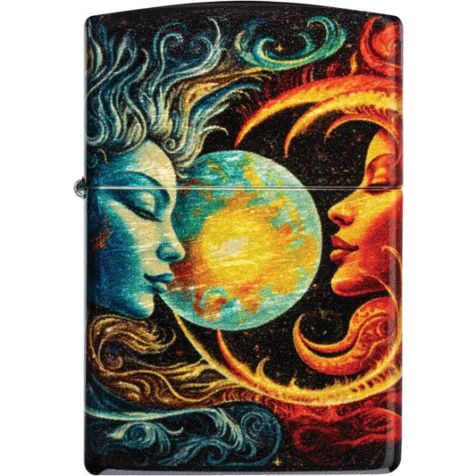 Zippo Sun And Moon Lighter - 540 Fusion Design Brass Tumbled Finish For Collectors by Zippo
