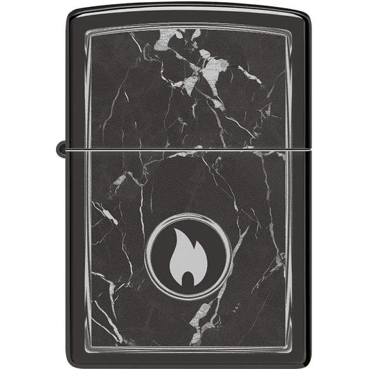 Zippo Marble Flame Lighter 46571 - High Polish Black Ice Finish Boxed Gift Ready by Zippo