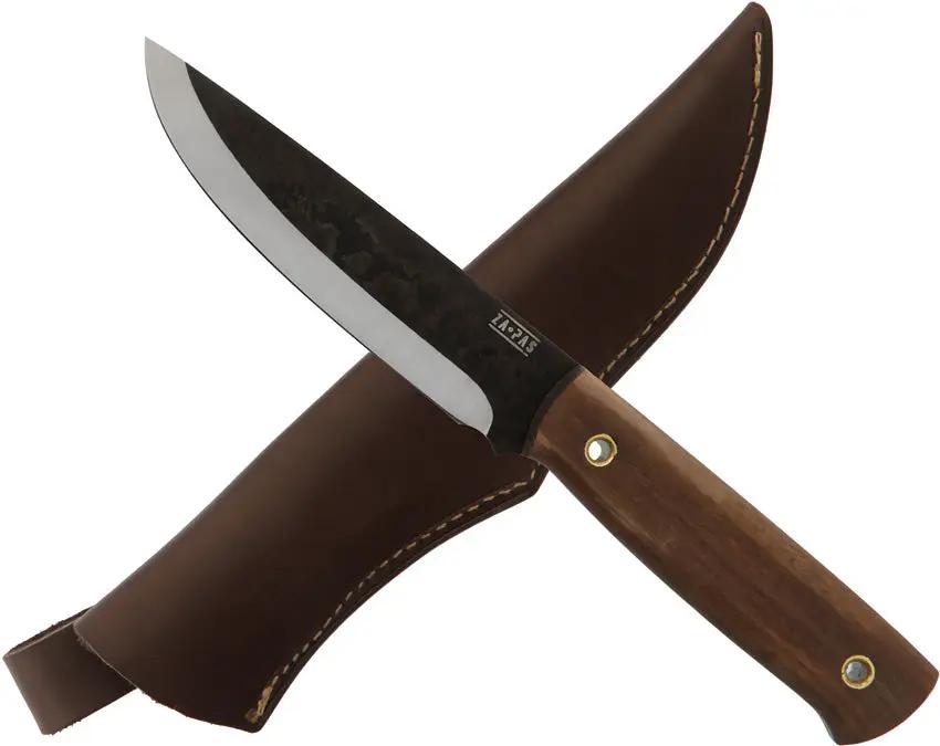 ZA-PAS Knives Biwi - Walnut Handle, 5 Inch D2 Tool Steel Fixed Blade With Leather Belt Sheath by ZA-PAS Knives