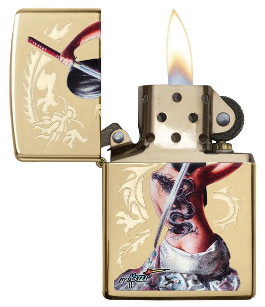 Zippo Mazzi® Dragon Warrior High Polish Brass Windproof Lighter