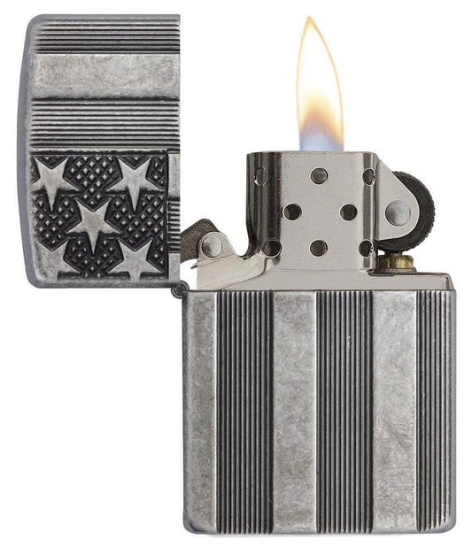 Zippo Flag Armor® Lighter – Antique Silver Plate by Zippo