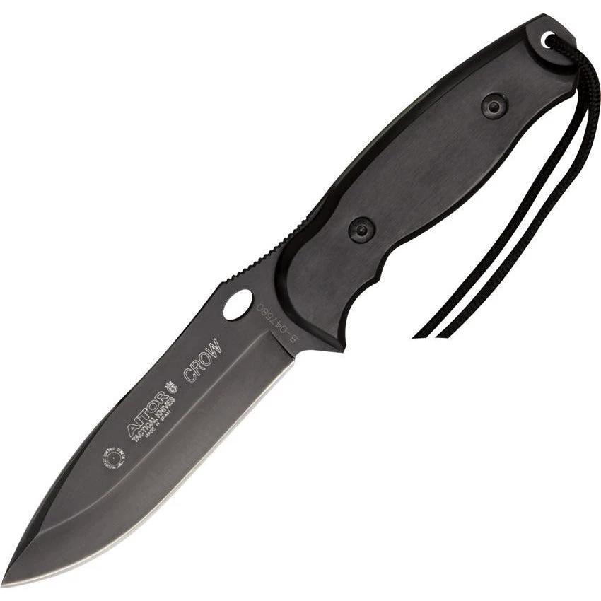 Aitor Crow Knife 16129 Tactical Outdoor Survival Knife With Black Coated Stainless Blade Full Tang Leather Sheath by Aitor