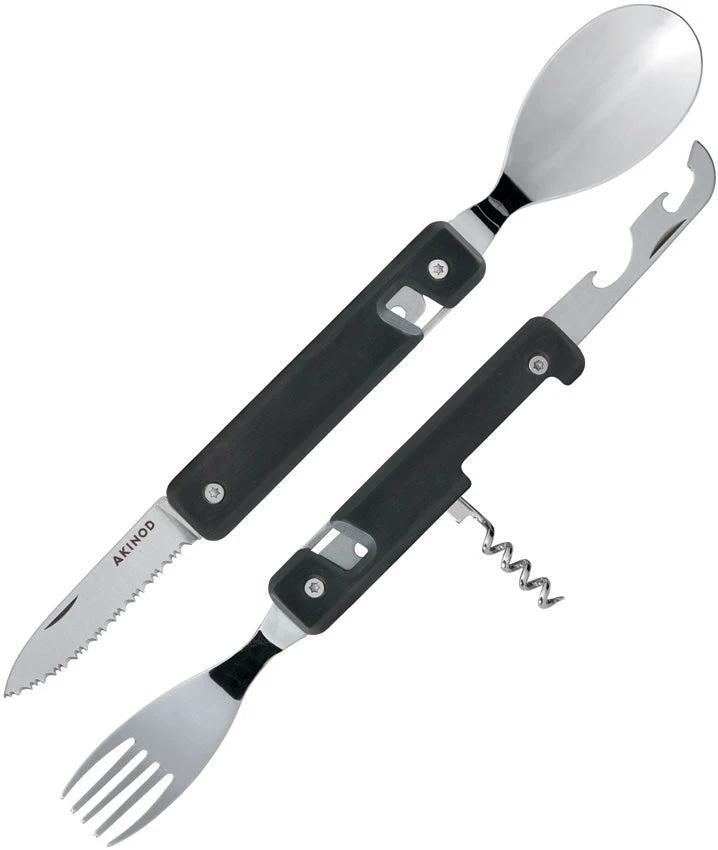 Akinod Magnetic Folding Cutlery Set With Ebony Wood Handle Portable Travel Camping Gear 7 Inch Boxed by Akinod