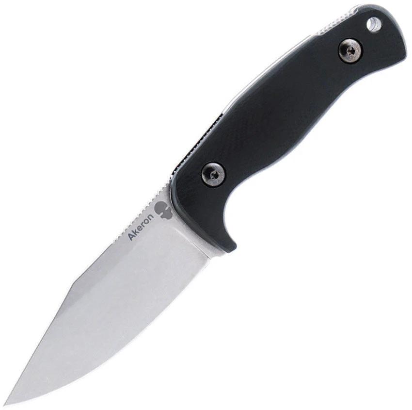 Akeron Eklipse Fixed Blade Knife By Tony Lopes Black G10 Handle Stonewash N690 Blade 6.5 Inch Overall For Knife Fans by Akeron