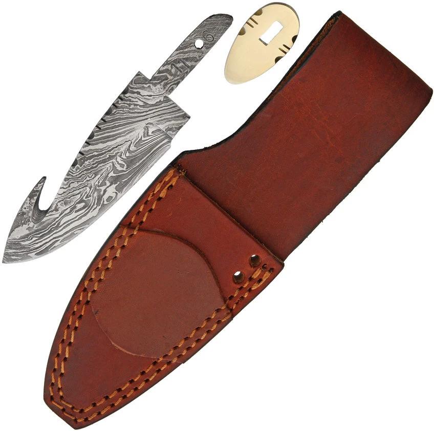 Knifemaking Damascus Guthook With Sheath BL-SODMB2 by Knifemaking