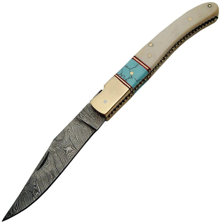 Damascus Bone Turquoise Folder DM-1156BO by Damascus