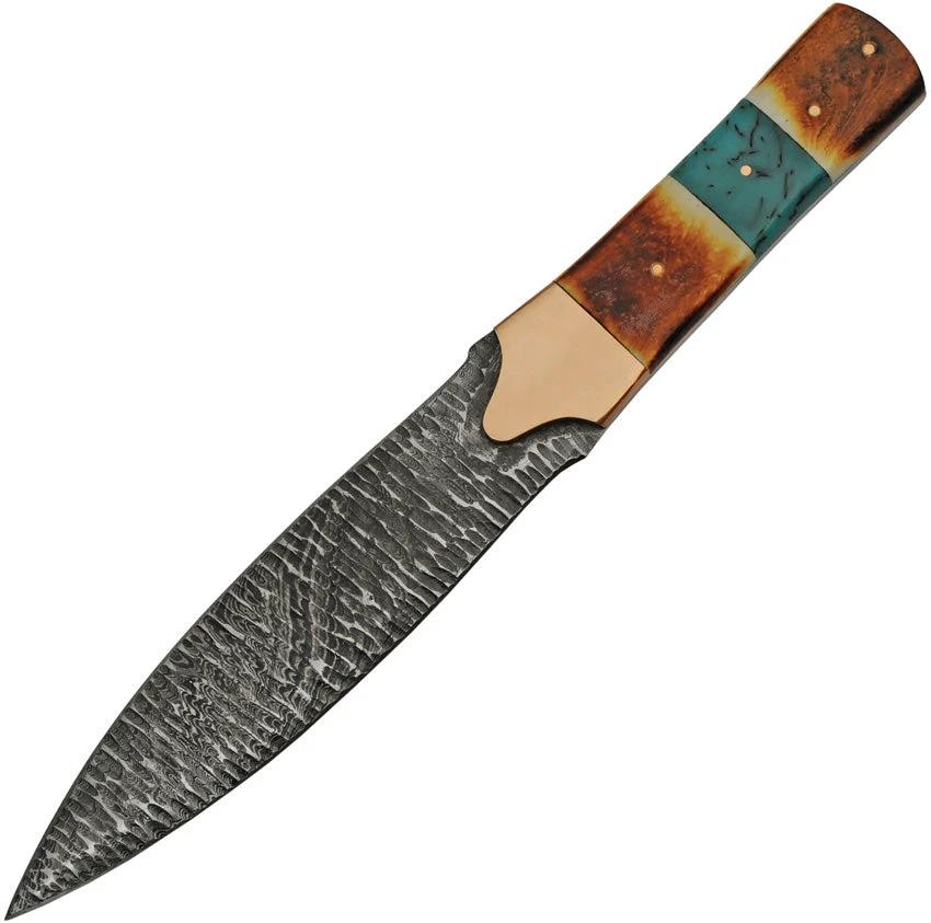 Damascus Flint Fixed Blade Spear Pt DM-1270 by Damascus