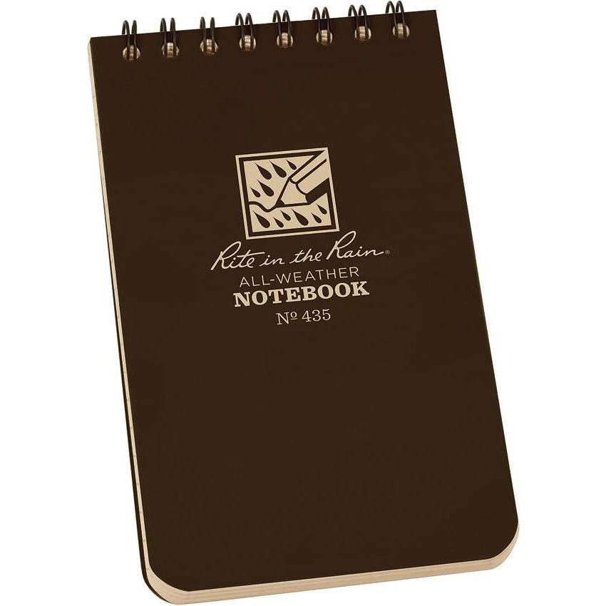 Rite in the Rain Top Spiral Notebook 3x5 Brown 435 by Rite in the Rain