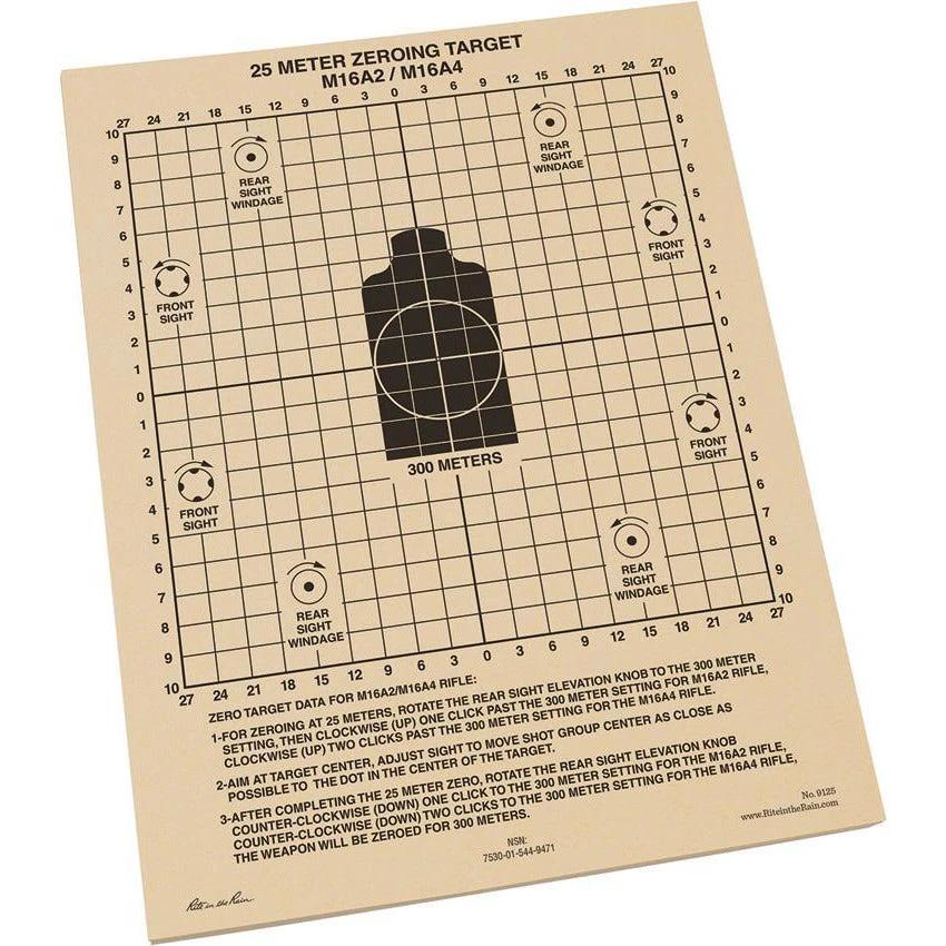 Rite in the Rain 25m Zeroing Target Sheets 100 9125 by Rite in the Rain