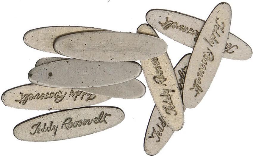 Schrade 438 Teddy Roosevelt Shield – Oval Design, Antique Nickel Silver Finish, Made in USA by Schrade