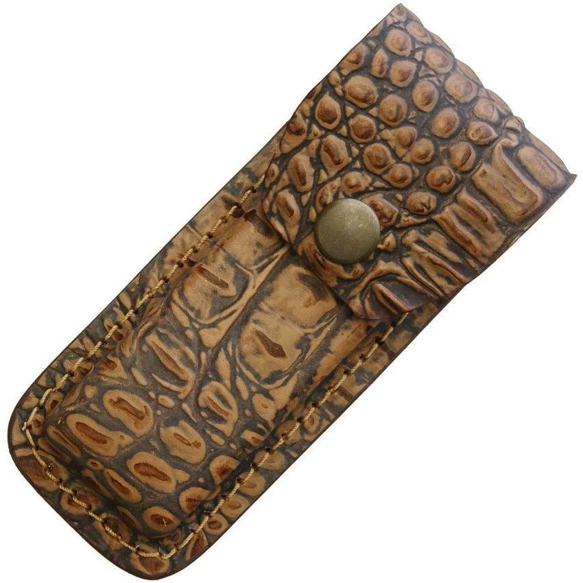 Sheaths Leather Belt Sheath Alligator FOLDER 5" BROWN COCOC by Sheaths