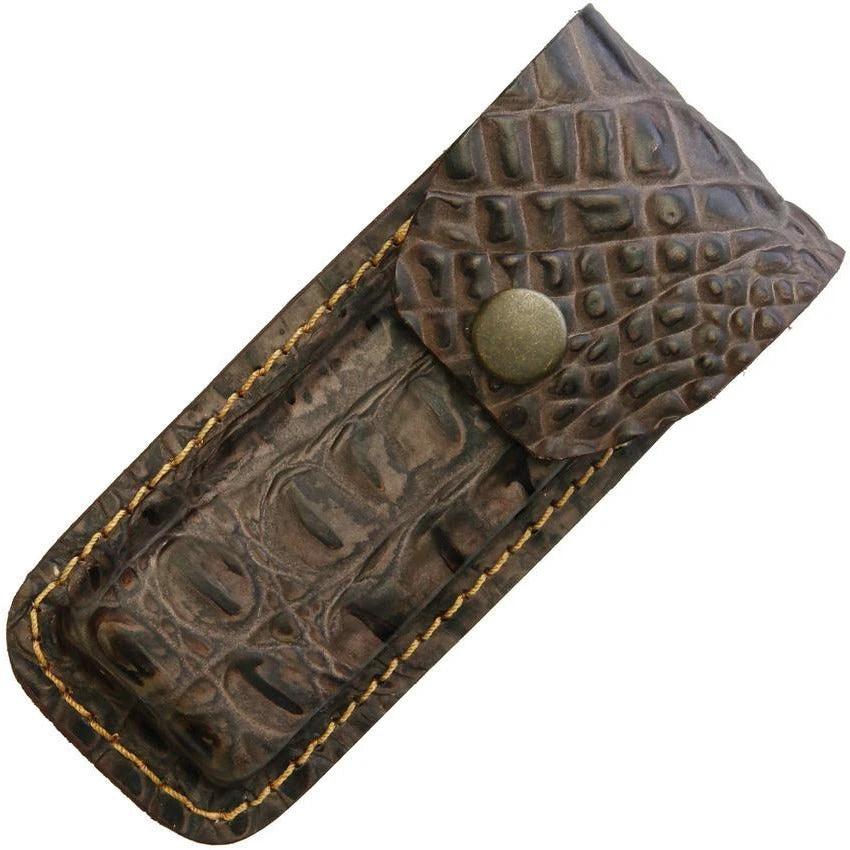 Sheaths Leather Belt Sheath Crocodile FOLDER 5" CHOCLATE COCO by Sheaths