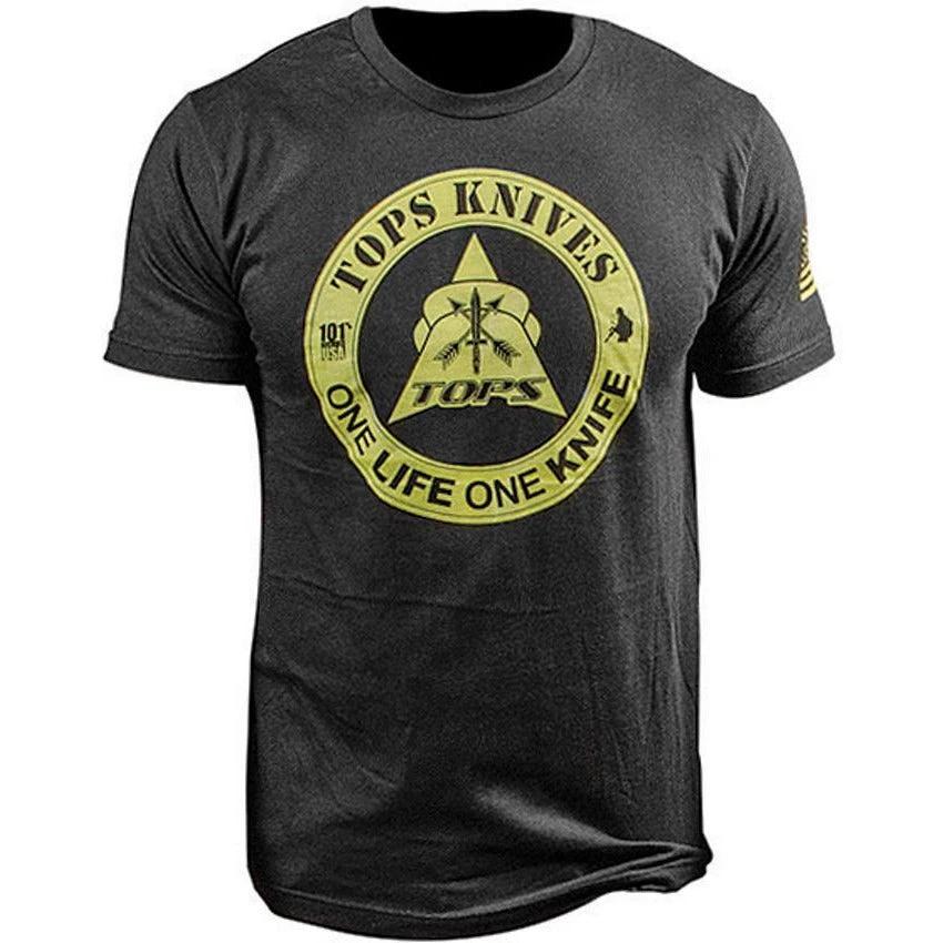 TOPS T-Shirt One Knife One Knife TS-1LBLK XL by Black Country Outdoor