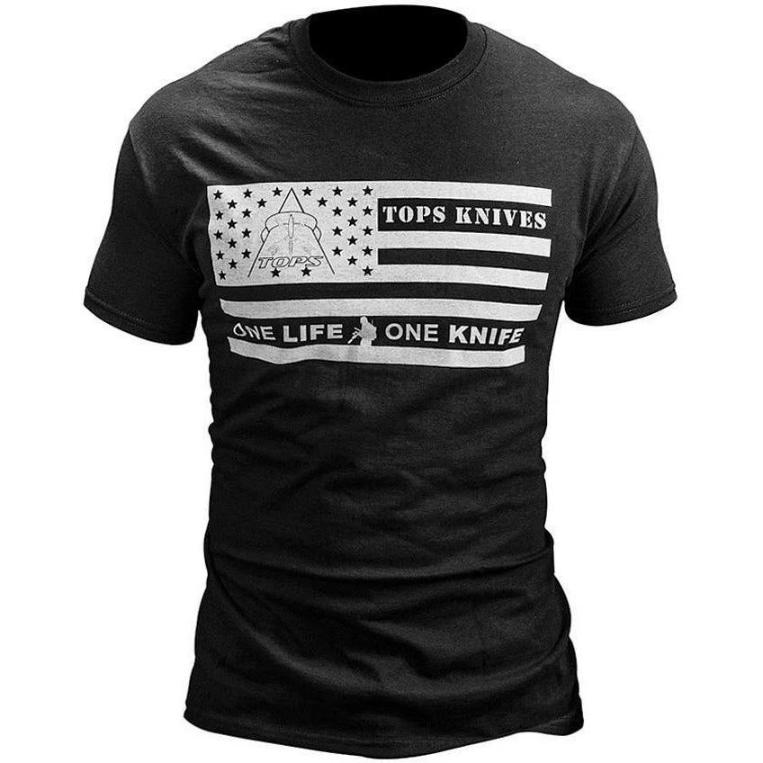 TOPS T-Shirt Flag Logo Black Large TS-FLAGBLK LARGE by Black Country Outdoor
