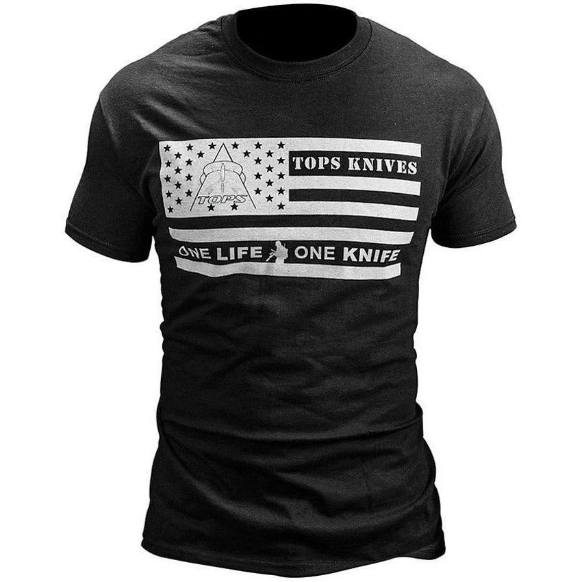 TOPS T-Shirt Flag Logo Black XXL TS-FLAGBLK-XXL by Black Country Outdoor