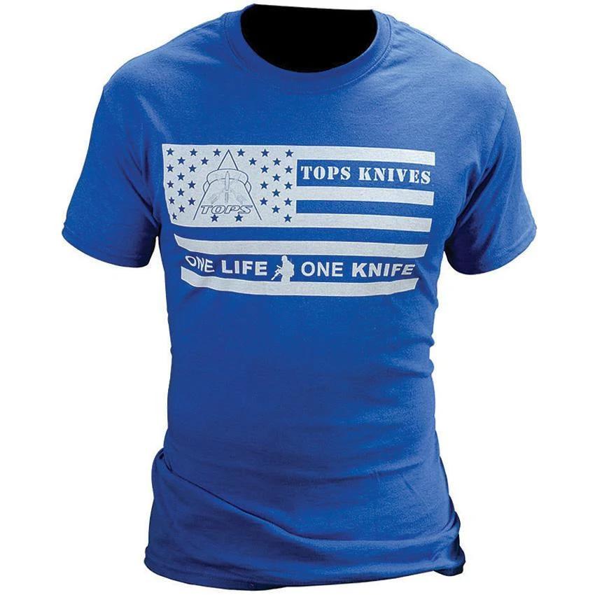 TOPS T-Shirt Flag Logo Blue Large TS-FLAG-BLU-LARGE by Black Country Outdoor