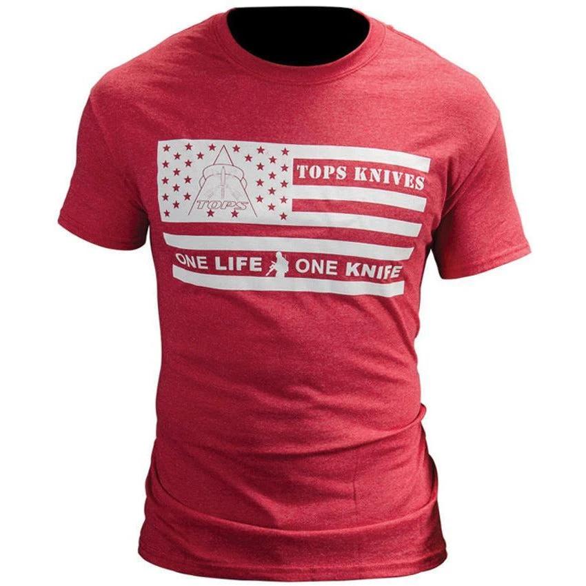 TOPS T-Shirt Flag Logo Red Medium TS-FLAGRED MEDIUM by Black Country Outdoor
