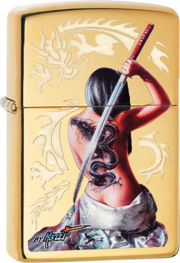 Zippo Mazzi® Dragon Warrior High Polish Brass Windproof Lighter by Zippo