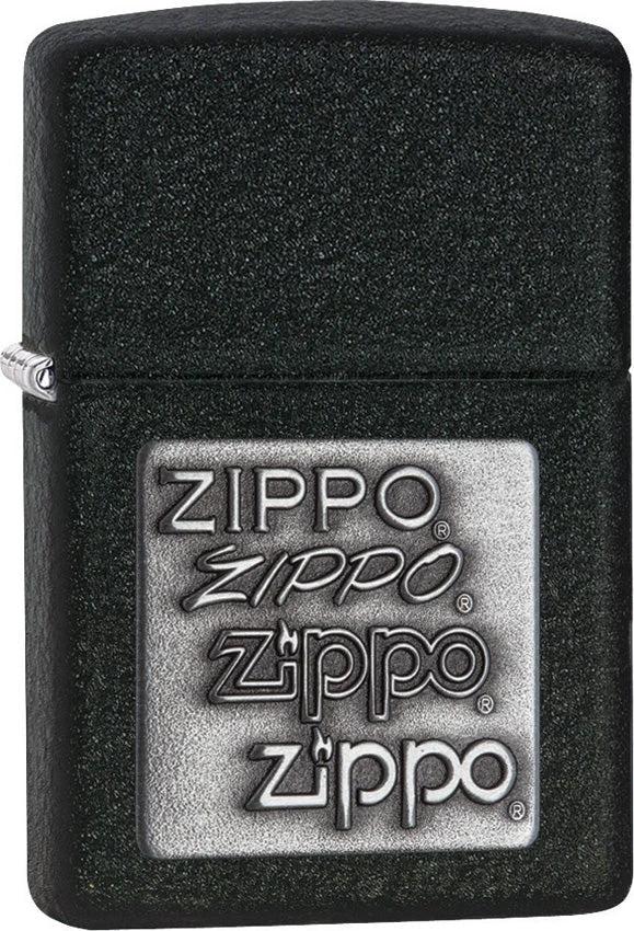 Zippo 12363 Pewter Emblem Lighter – Black Crackle Finish by Zippo