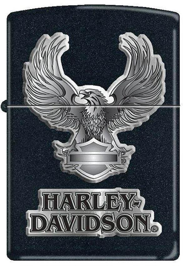 Zippo 12845 Harley® Black Eagle “World Famous” Lighter – Black Matte by Zippo