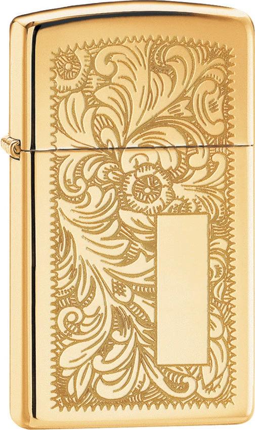 Zippo Slim® Brass Venetian® Lighter – High Polish Finish by Zippo