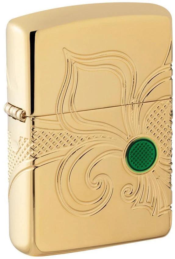 Zippo Armor® Fleur-de-Lis Lighter – High Polish Gold Plate by Zippo