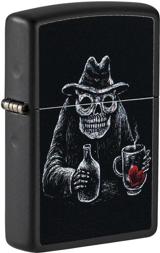 Zippo 16610 Bar Skull Lighter – Black Matte Finish by Zippo
