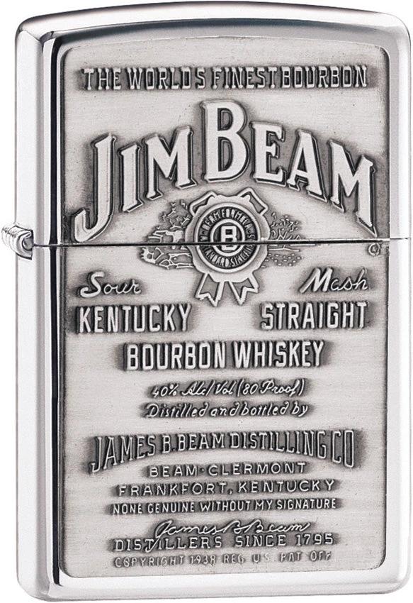 Zippo® Jim Beam Label Pewter Emblem Lighter – High Polish Chrome (Model 16928) by Zippo