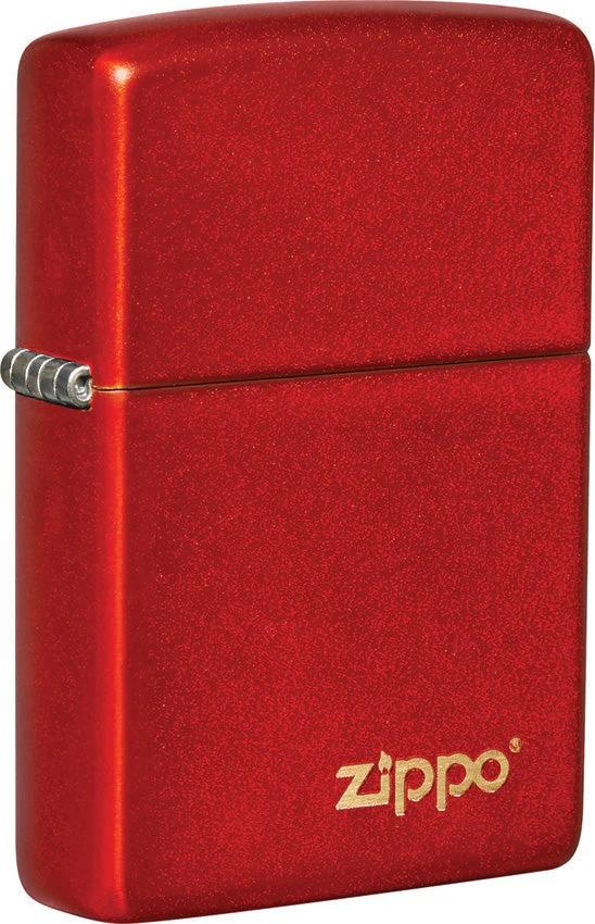 Zippo Lighter Classic Metallic Red Logo With Sleek Finish For Collectors And Gift Givers by Zippo