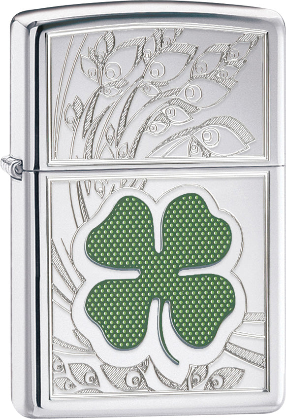 Zippo Clover High Polish Chrome Windproof Lighter by Zippo