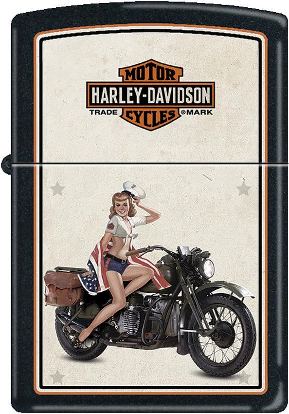 Zippo Harley-Davidson US Marine Pinup Lighter – Black Matte (Model 9944) by Zippo