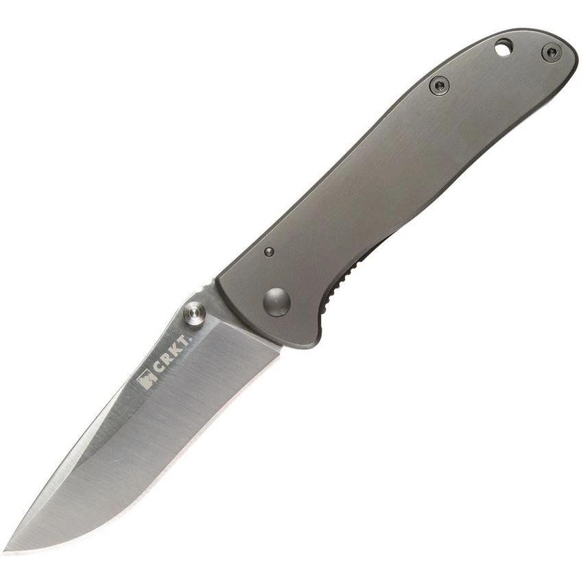 CRKT Drifter Framelock Knife 6450S Satin 8Cr14MoV Blade Gray TiNi Handle Compact Everyday Carry by CRKT