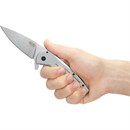 SOG Aegis Framelock Folding Knife 8Cr13MoV Stainless Stonewashed Handle EDC Ready by SOG